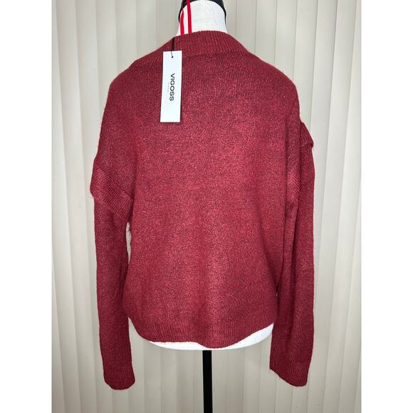 Vigoss Maroon Ruffle Sweater - Picture 3 of 9